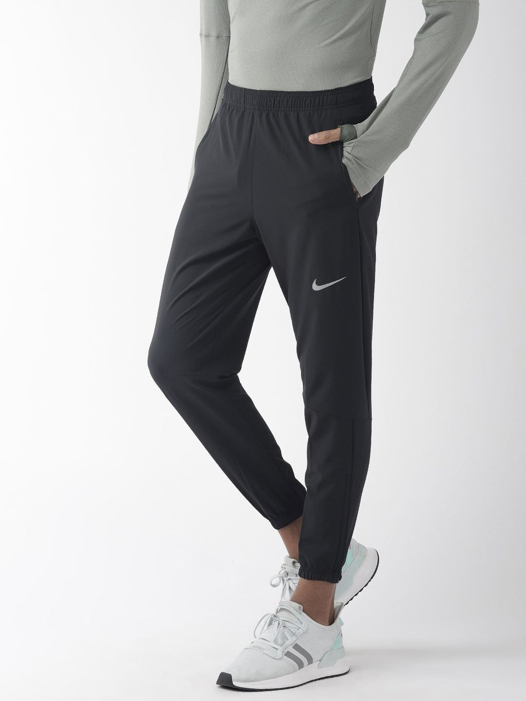  Nike Men Black Solid Standard Fit ESSENTIAL WOVEN Dri-FIT Running Joggers