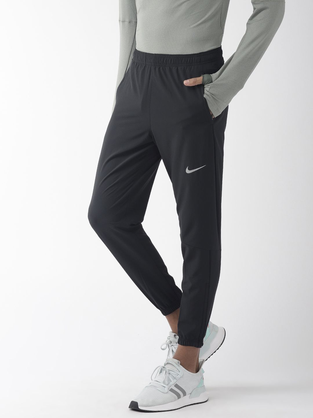  Nike Men Black Solid Standard Fit ESSENTIAL WOVEN Dri-FIT Running Joggers