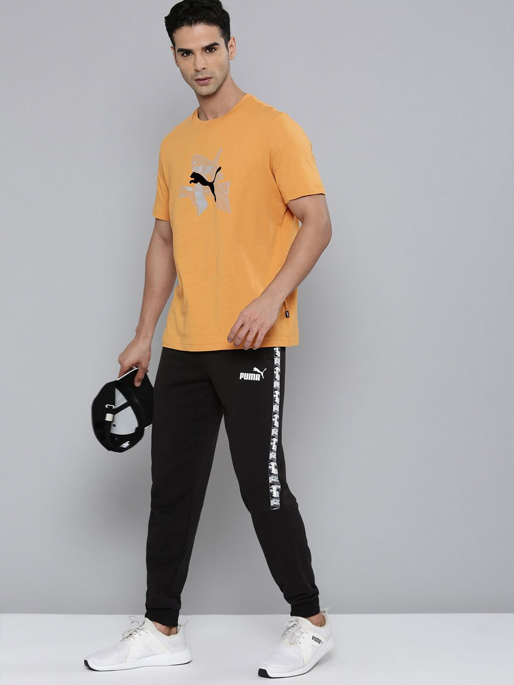  Puma Graphics Reflective Brand Logo Printed Pure Cotton Regular FitT-shirt