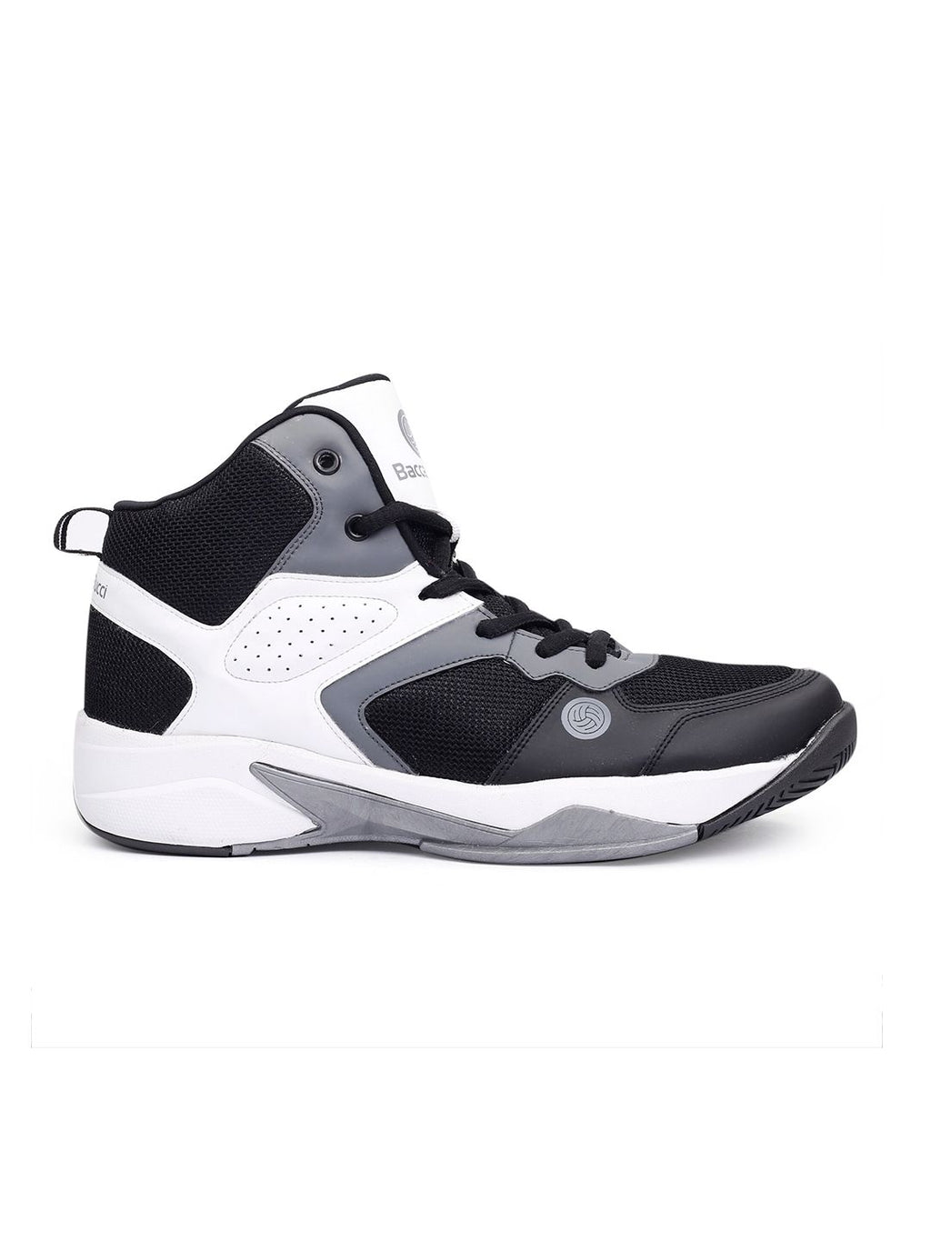  Bacca Bucci Men Black & Grey Mesh Mid-Top Basketball Shoes
