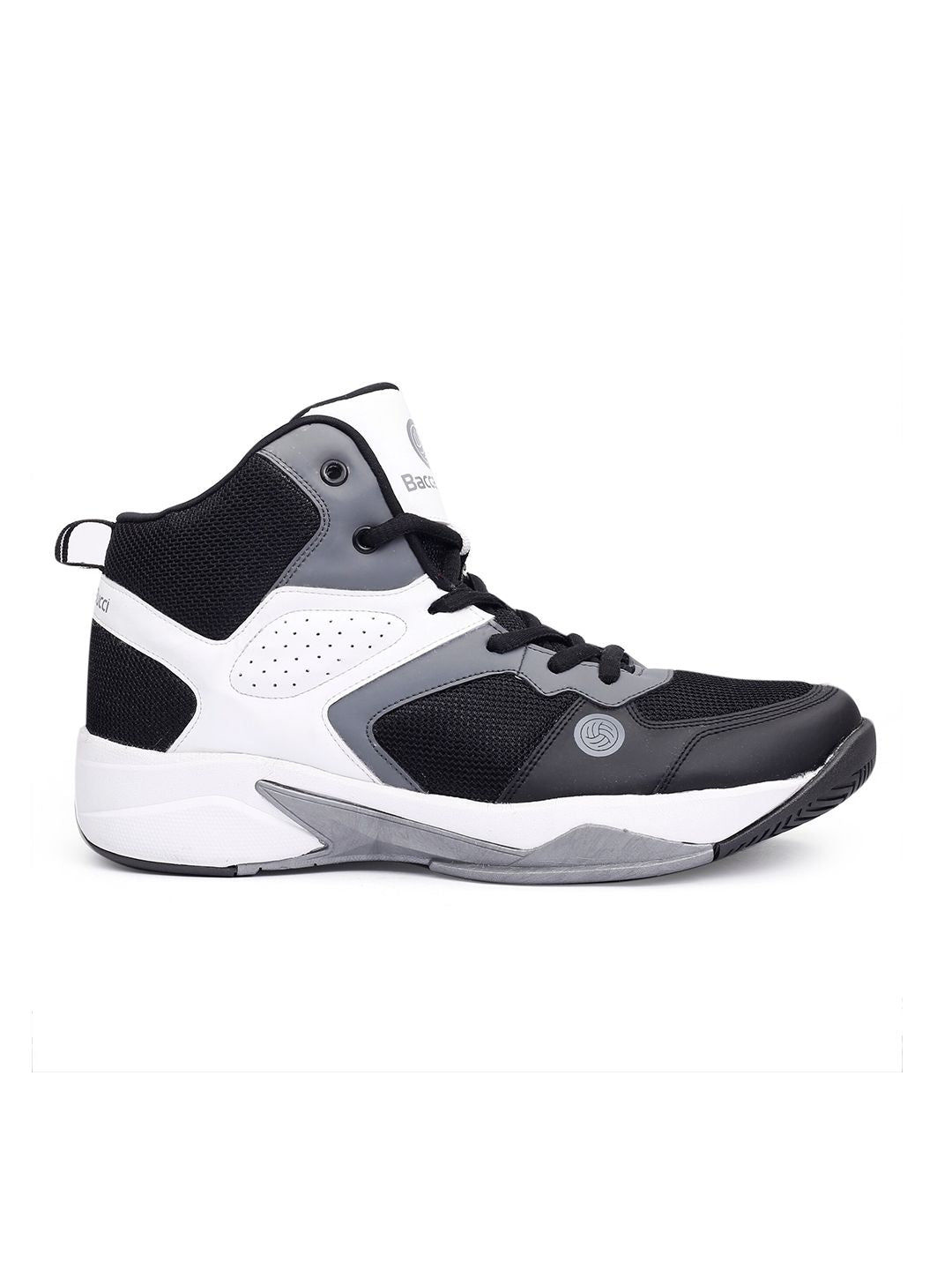  Bacca Bucci Men Black & Grey Mesh Mid-Top Basketball Shoes