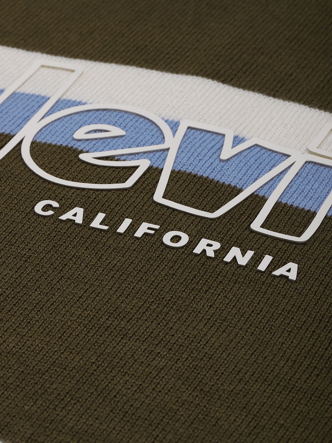  Levis Men Olive Green & Off-White Striped Pure Cotton Pullover Sweatshirt