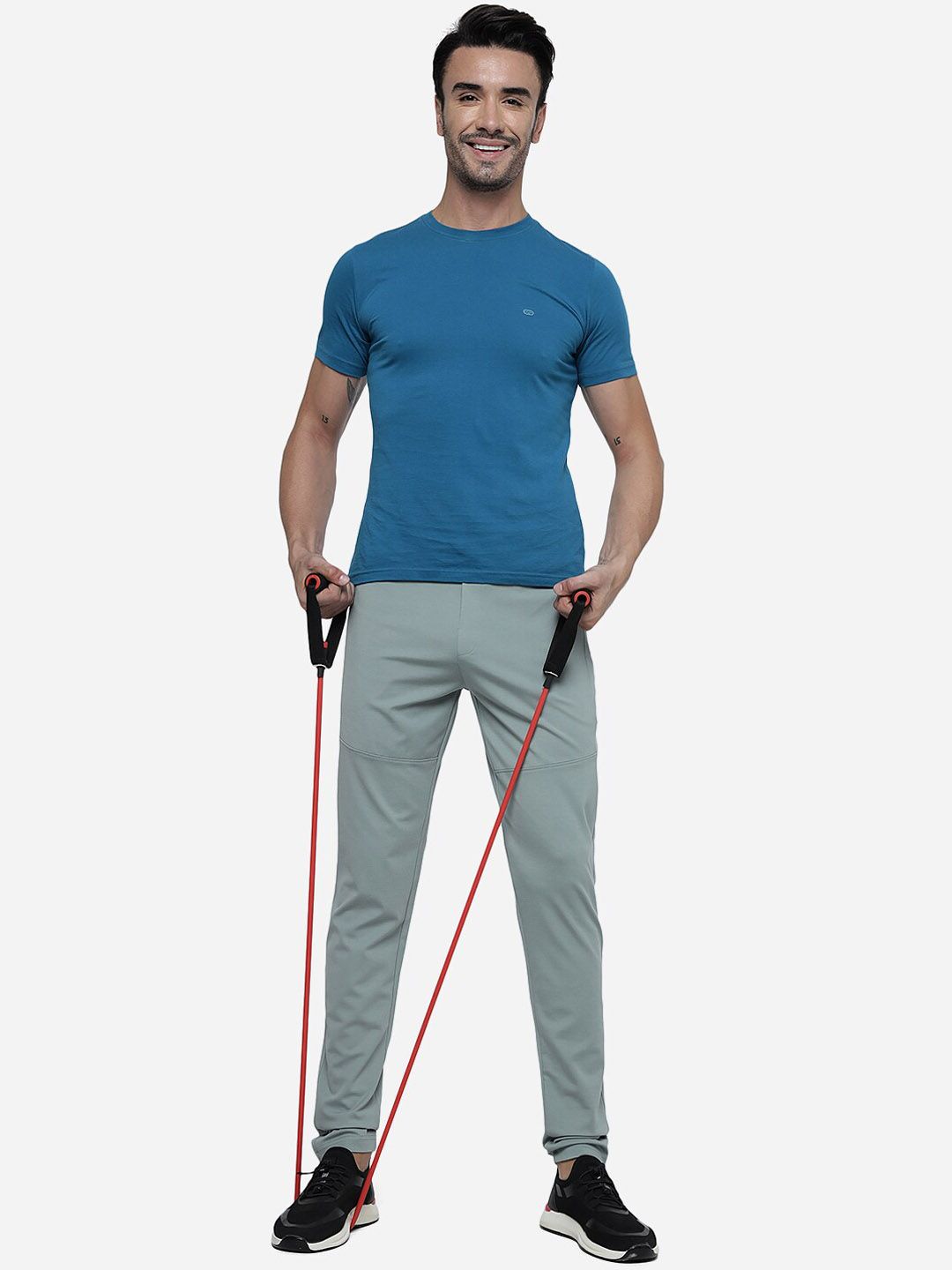  JADE BLUE Men Mid Rise Cotton Sports Track Pants