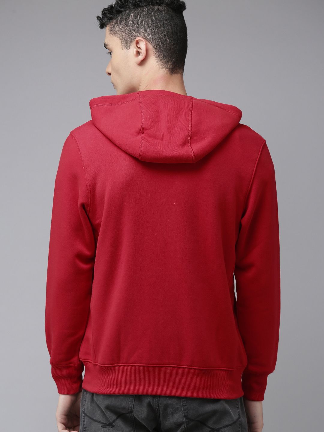U.S. Polo Assn. U S Polo Assn Men Red Hooded Full Sleeves Front Open Sweatshirt
