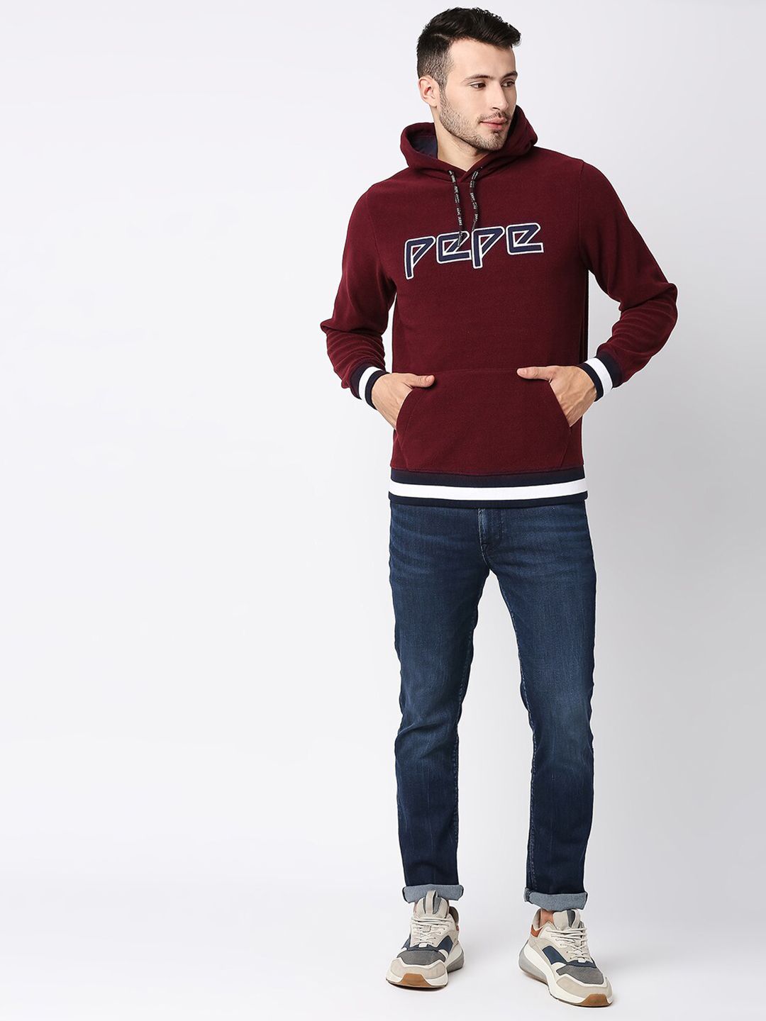  Pepe Jeans Men Red Hooded Sweatshirt