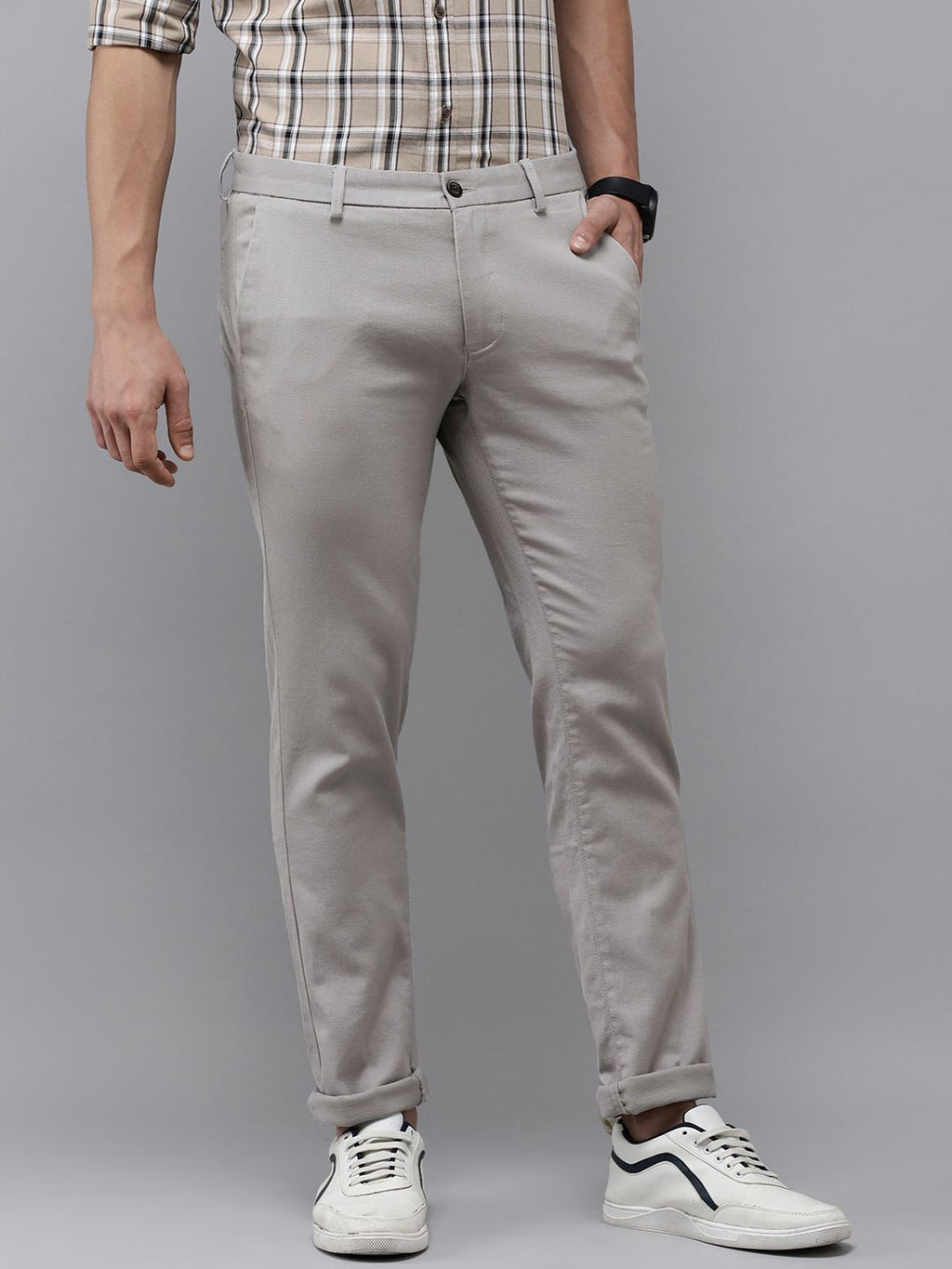  Arrow Sport Men Textured Original Slim Fit Casual Trousers
