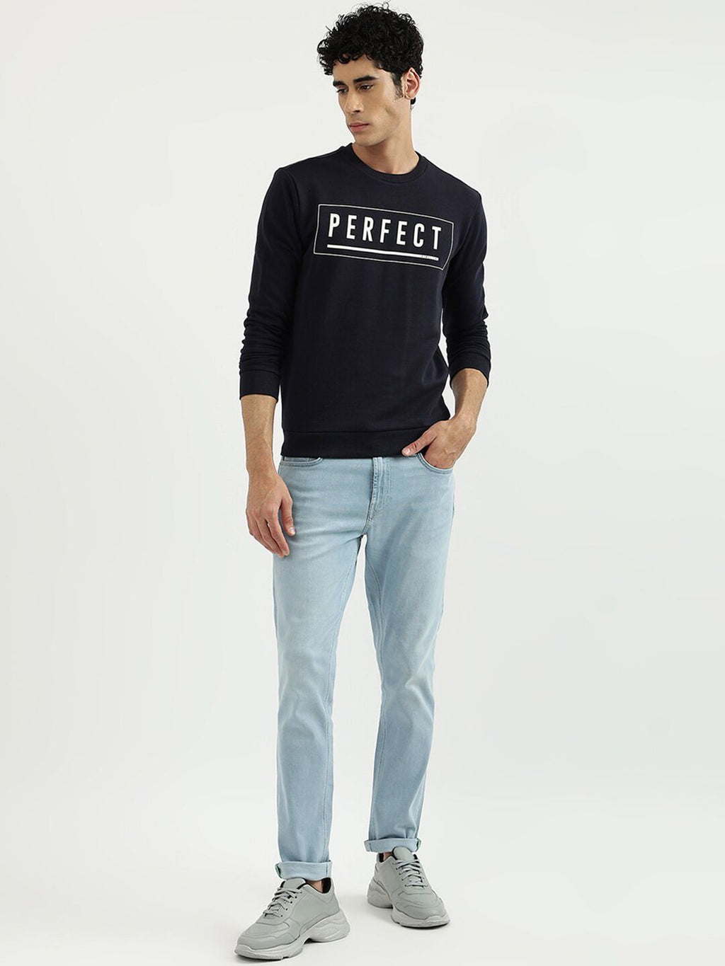  United Colors Of Benetton Men Navy Blue Printed Sweatshirt