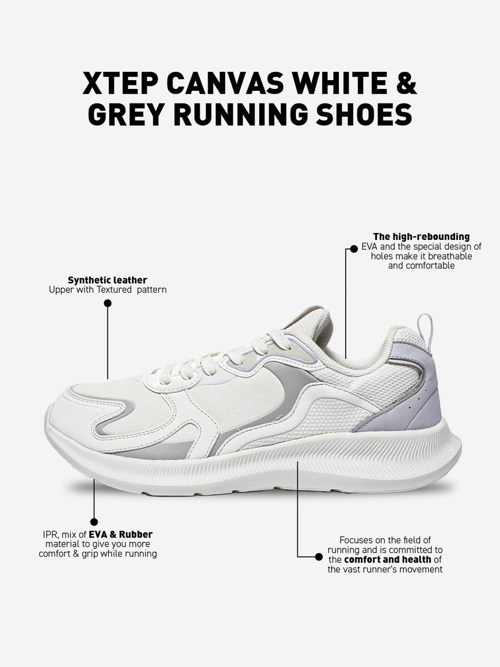  Xtep Men Super Grip EVA Lightweight Non-Marking Running Shoes