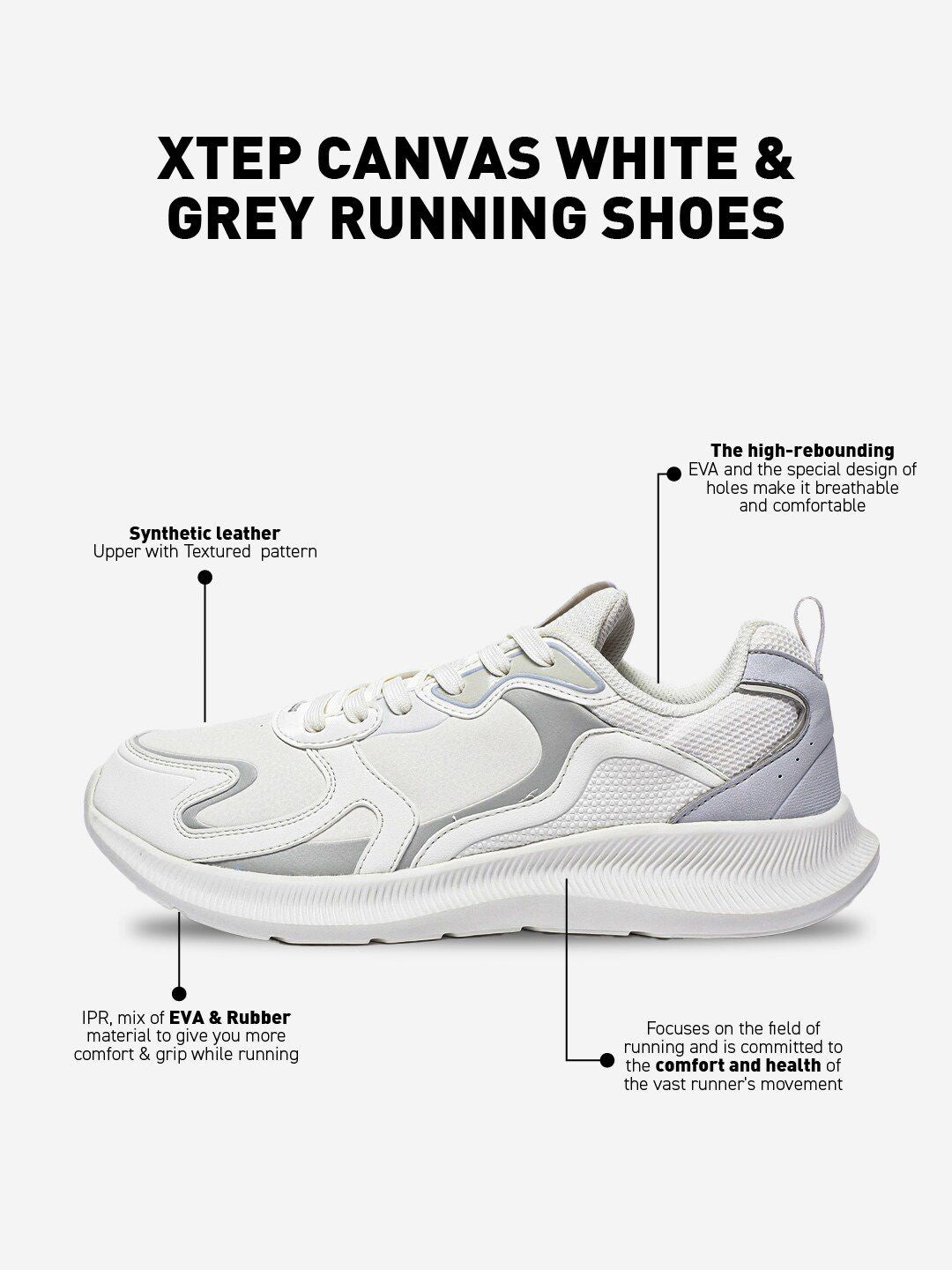  Xtep Men Super Grip EVA Lightweight Non-Marking Running Shoes