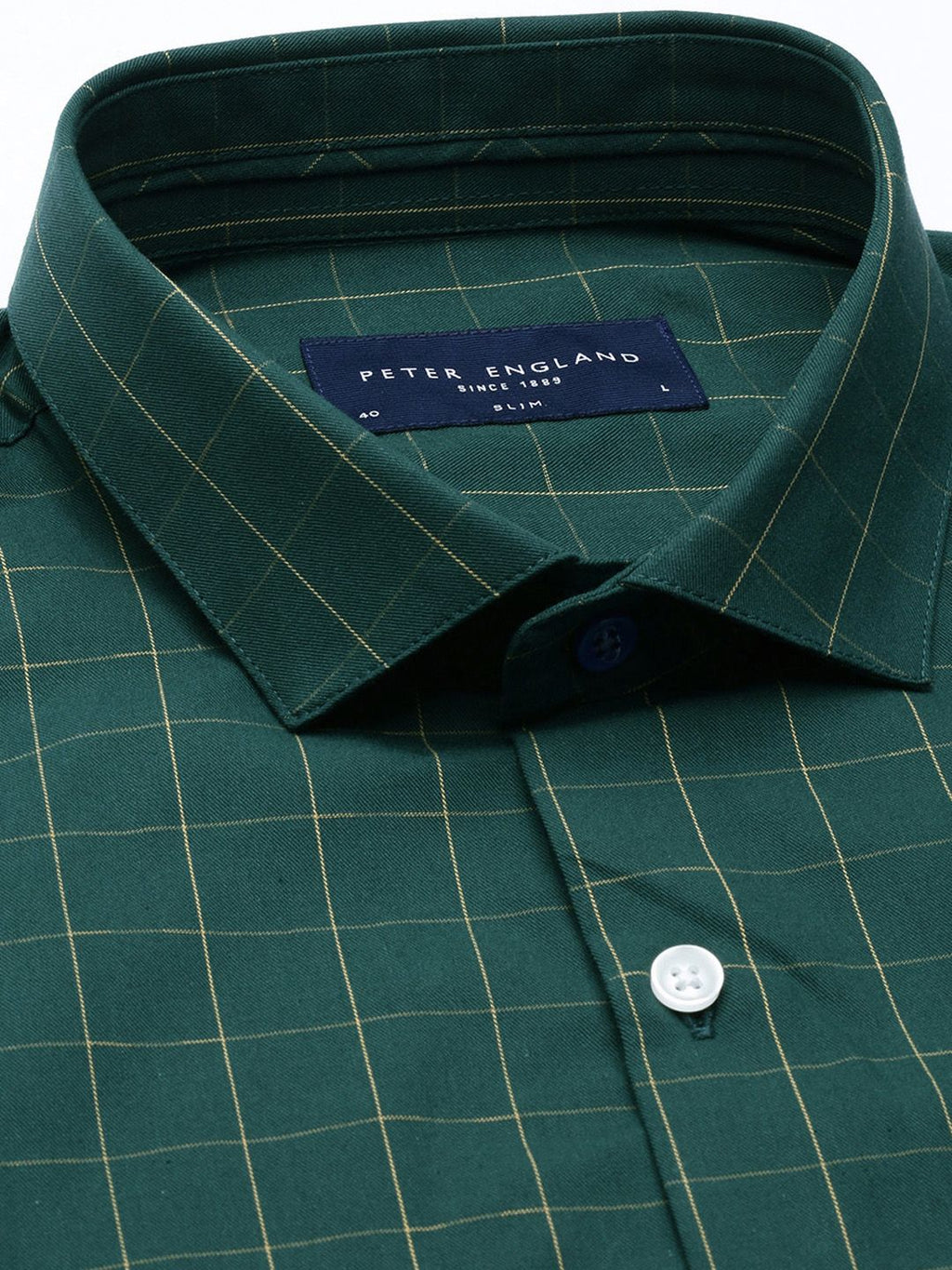  Peter England Men Slim Fit Opaque Checked Formal Shirt