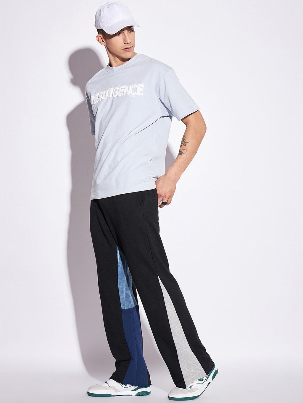  FUGAZEE Black Men Colourblocked Pure Cotton Flared Fit Track Pants