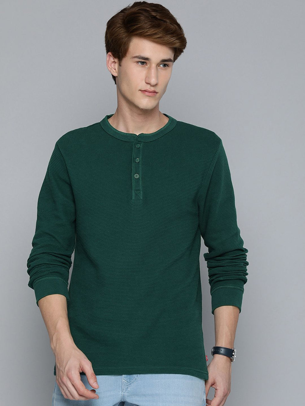 Levis Men Self-designed Henley Neck Pure Cotton Sweatshirt
