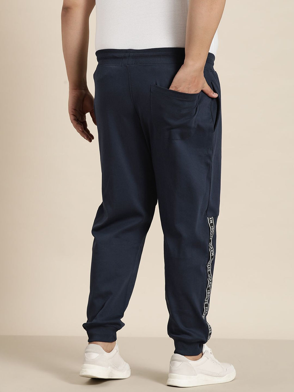  Sztori Men Plus Size Pure Cotton Taping Detail Joggers