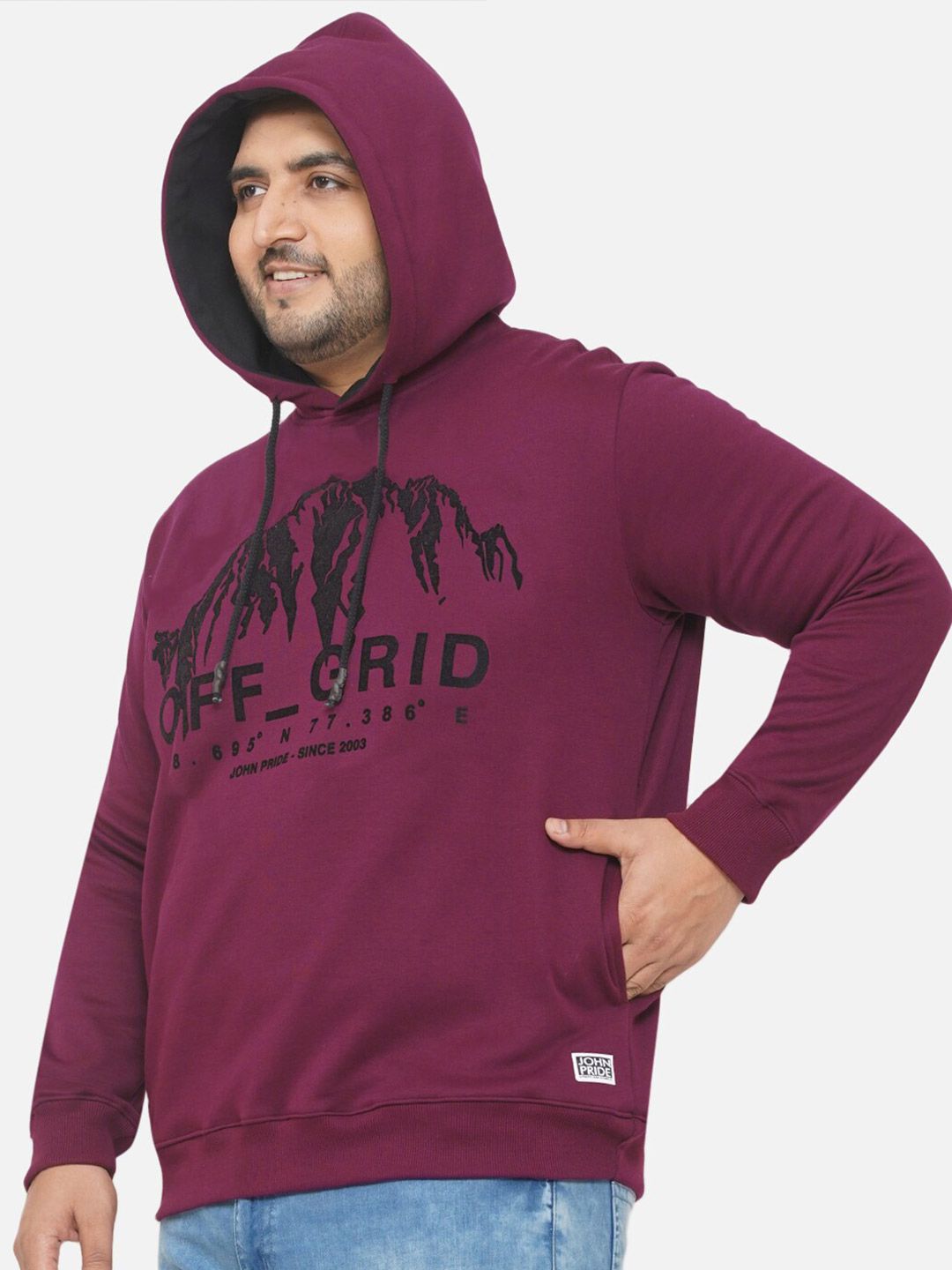  John Pride Men Plus Size Printed Hooded Sweatshirt