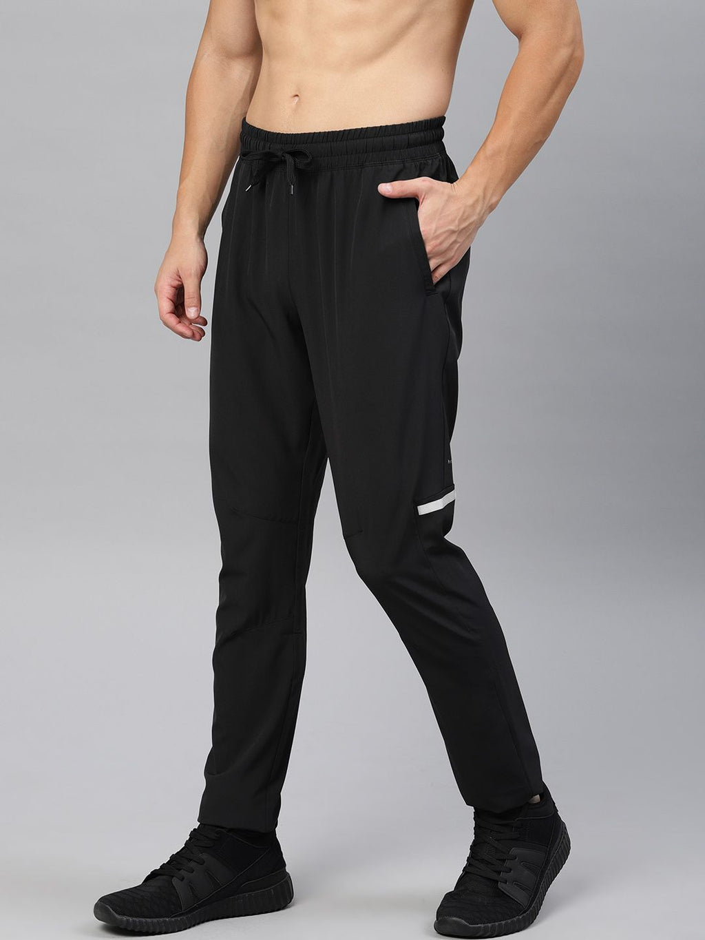  HRX By Hrithik Roshan Men Black Solid Slim Fit Rapid-Dry Running Track Pants