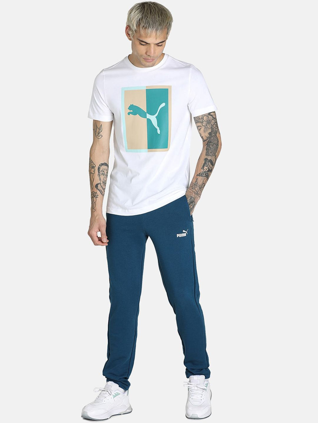  Puma Men Blue Solid Cotton Track Pants