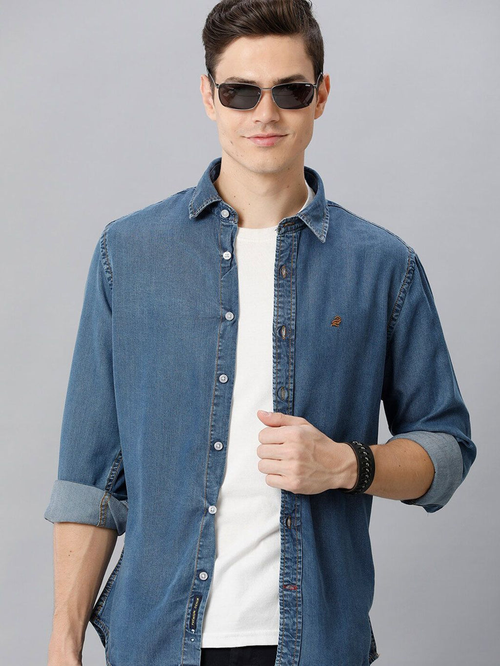  Double Two Faded Slim Fit Opaque Casual Shirt