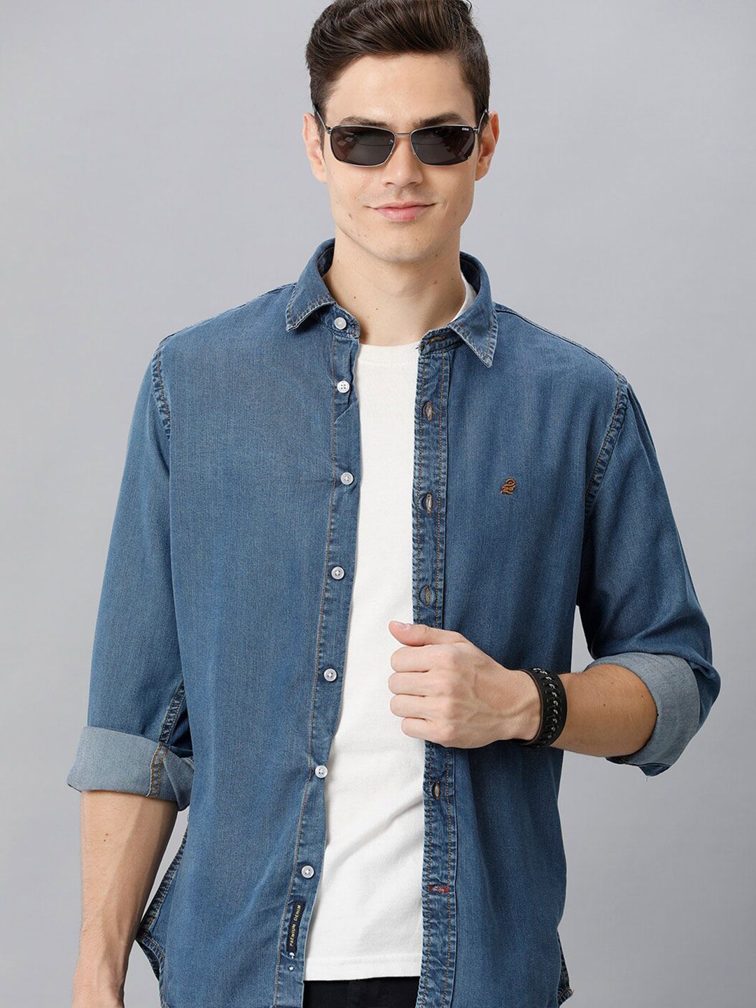  Double Two Faded Slim Fit Opaque Casual Shirt