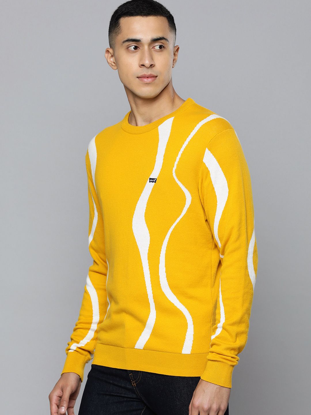  Levis Men Yellow Abstract Printed Sweatshirt