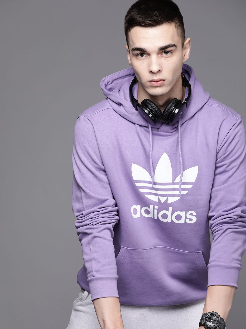  ADIDAS Originals Adicolor Classics Trifoil Hooded Cotton Sweatshirt