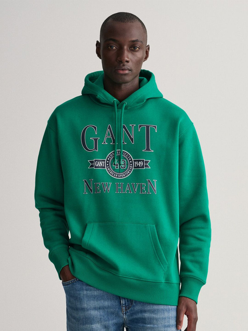  GANT Men Green Printed Hooded Sweatshirt