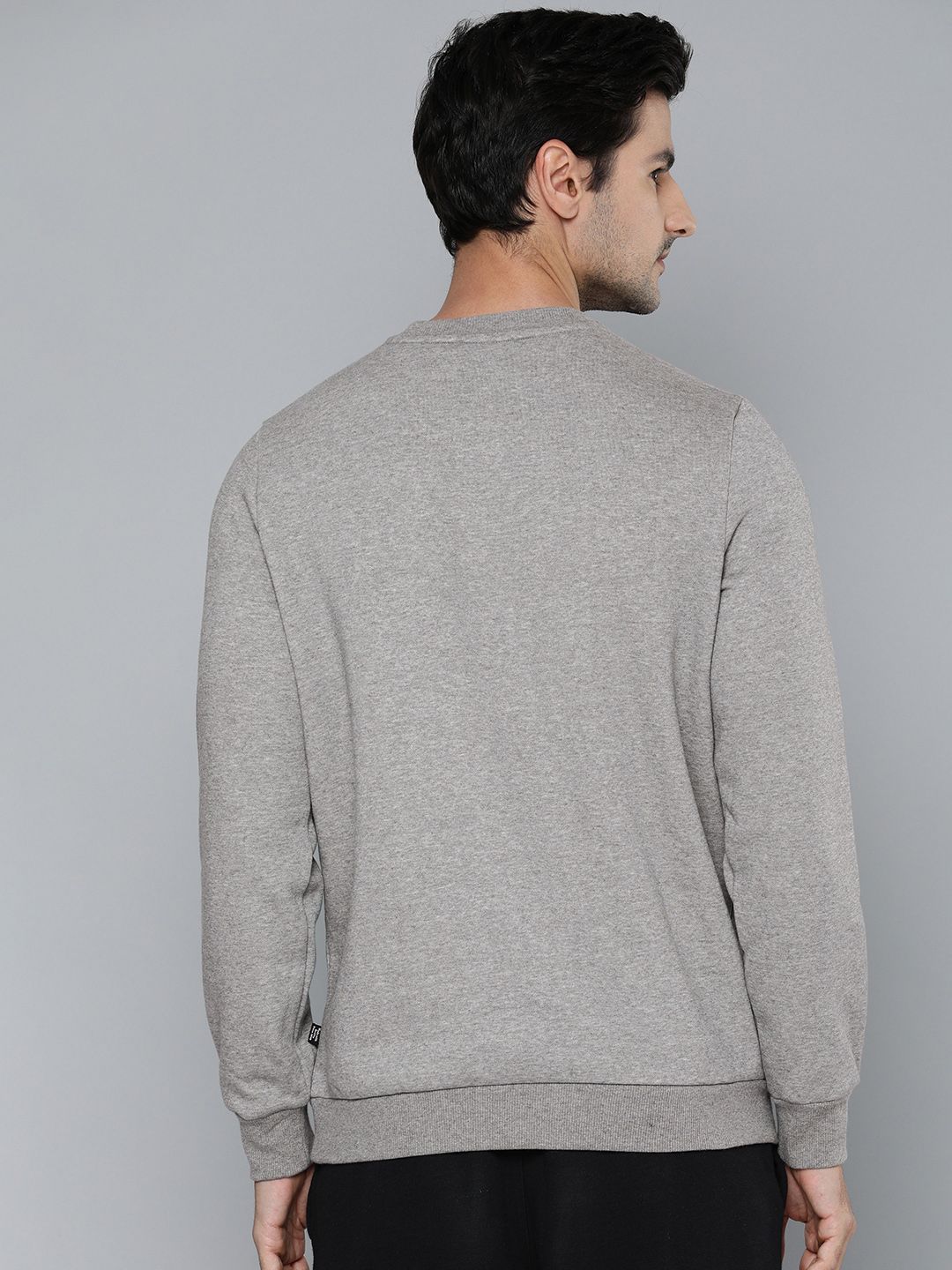  Puma Men Grey Solid Essential Pullover Sweatshirt With Logo Print