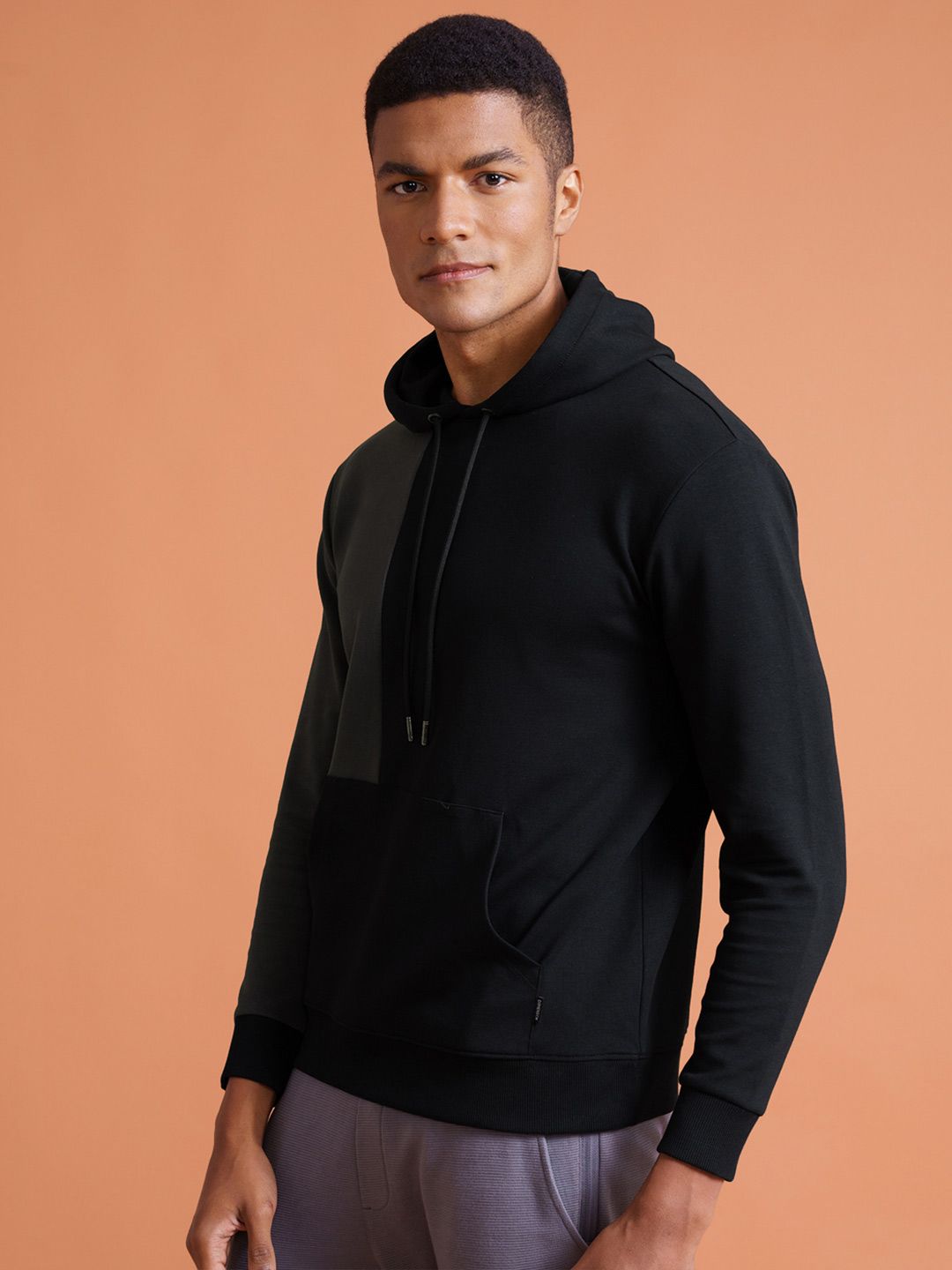  DAMENSCH Cotton Regular Fit Colorblocked Hooded Sweatshirt