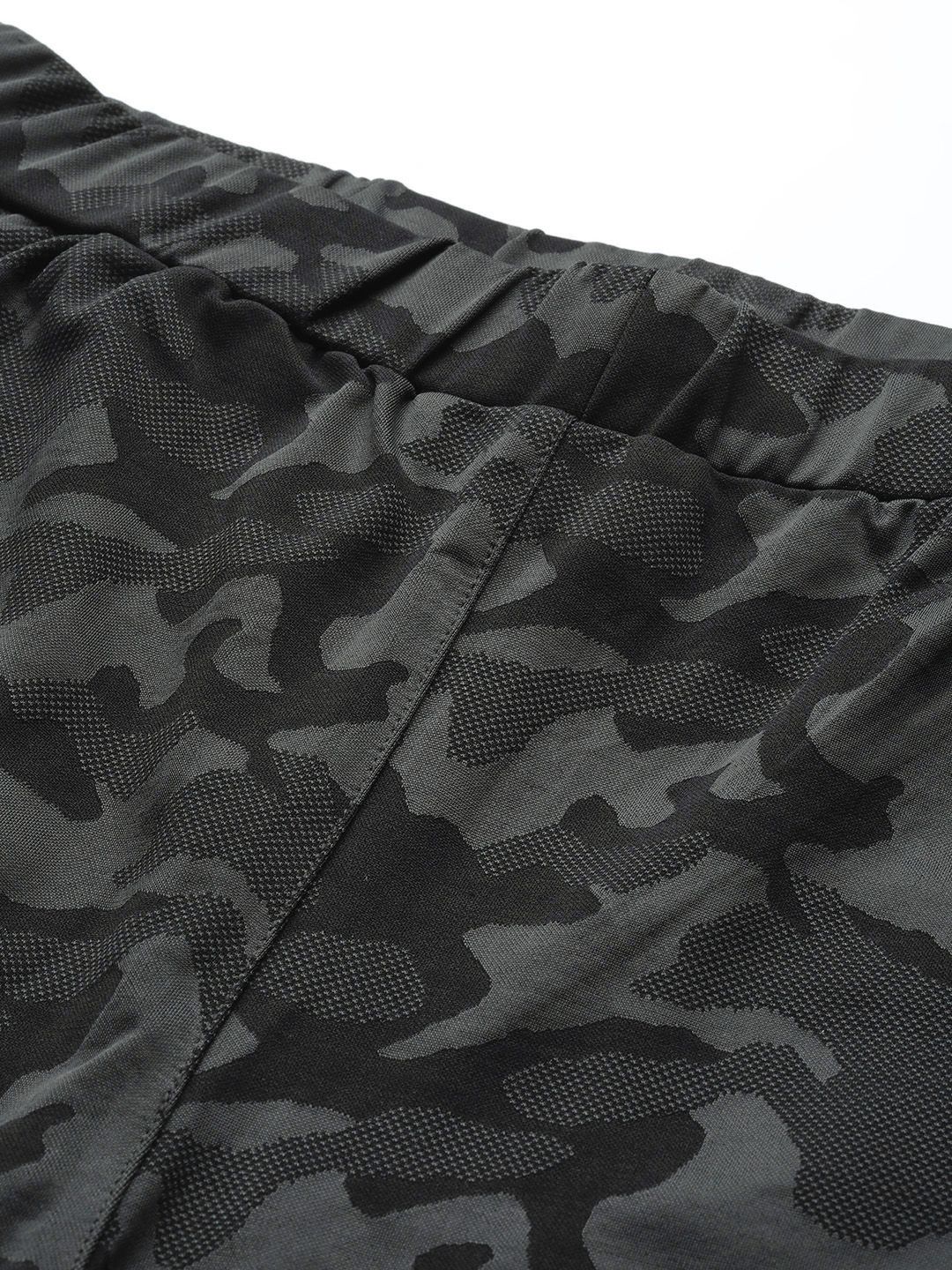  Fuaark Men Black & Charcoal Grey Slim Fit Camouflage Printed Training Joggers