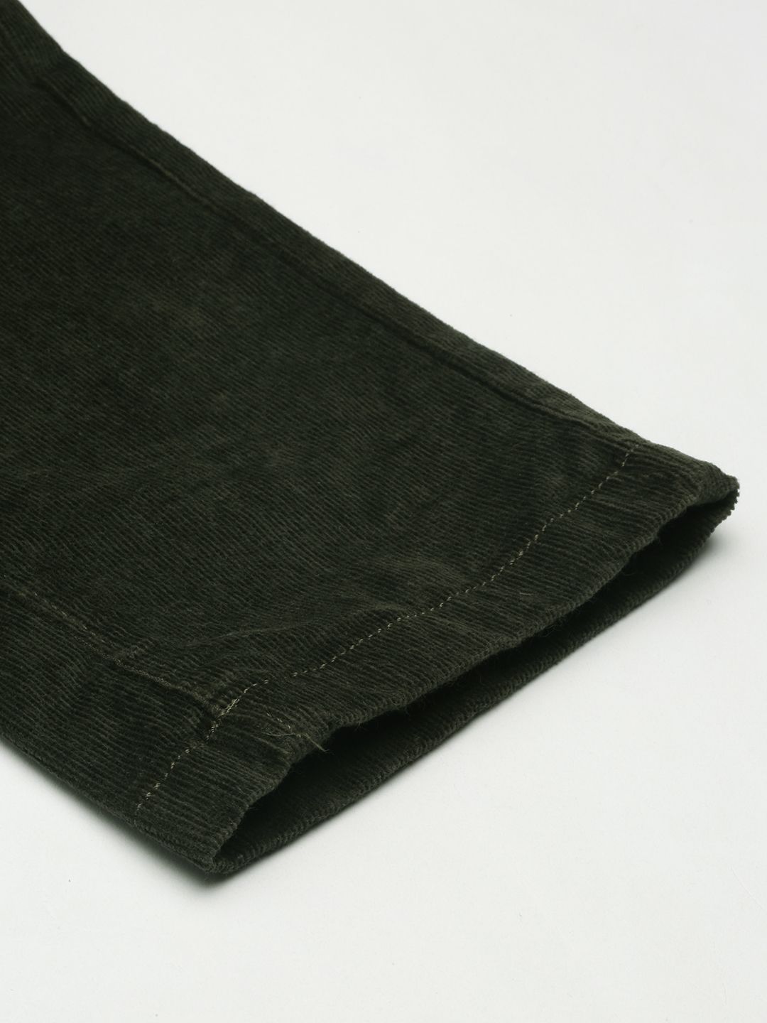  U.S. Polo Assn. Men Olive Green Slim Fit Corduroy Trousers