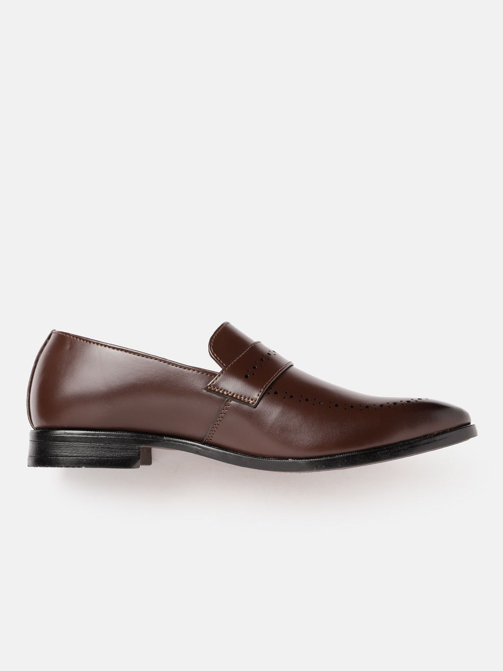  House Of Pataudi Men Handcrafted Formal Loafers With Perforated Detail