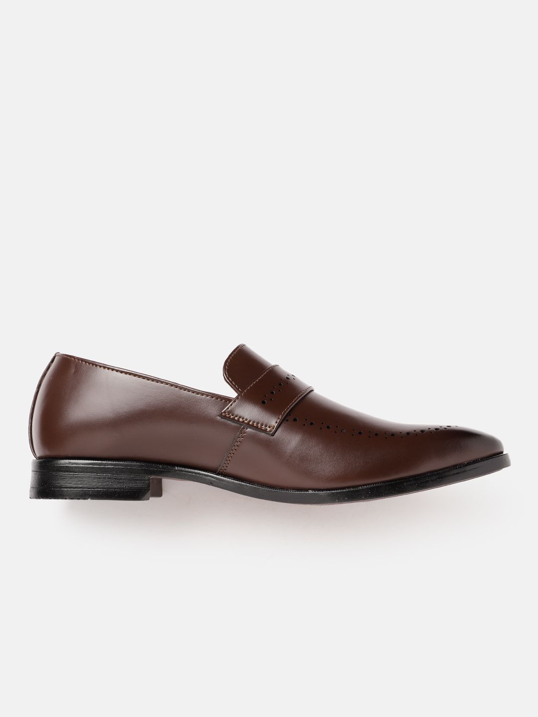  House Of Pataudi Men Handcrafted Formal Loafers With Perforated Detail
