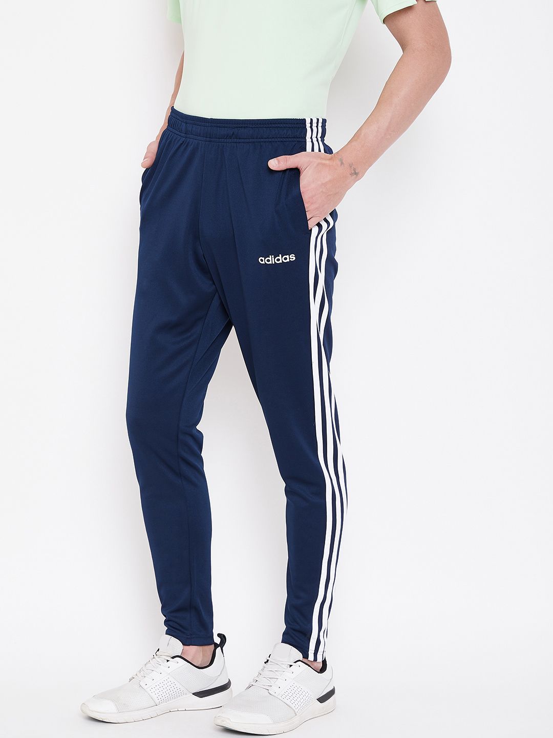  ADIDAS Men Navy Blue Essentials Classics Solid Sustainable Track Pants