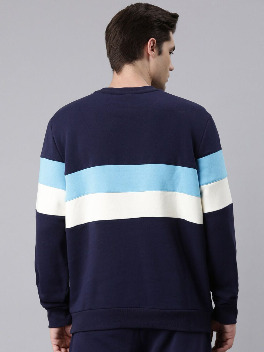 FILA Round Neck Colourblocked Cotton Pullover Sweatshirt