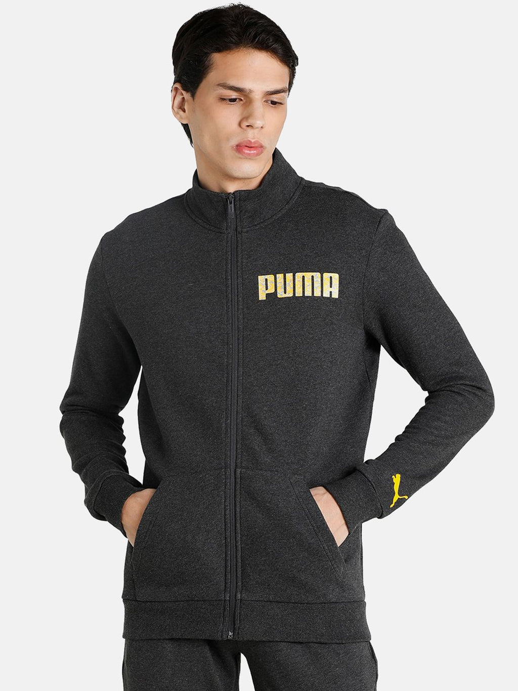  Puma Men Slim Fit Solid Brand Logo Sweatshirt