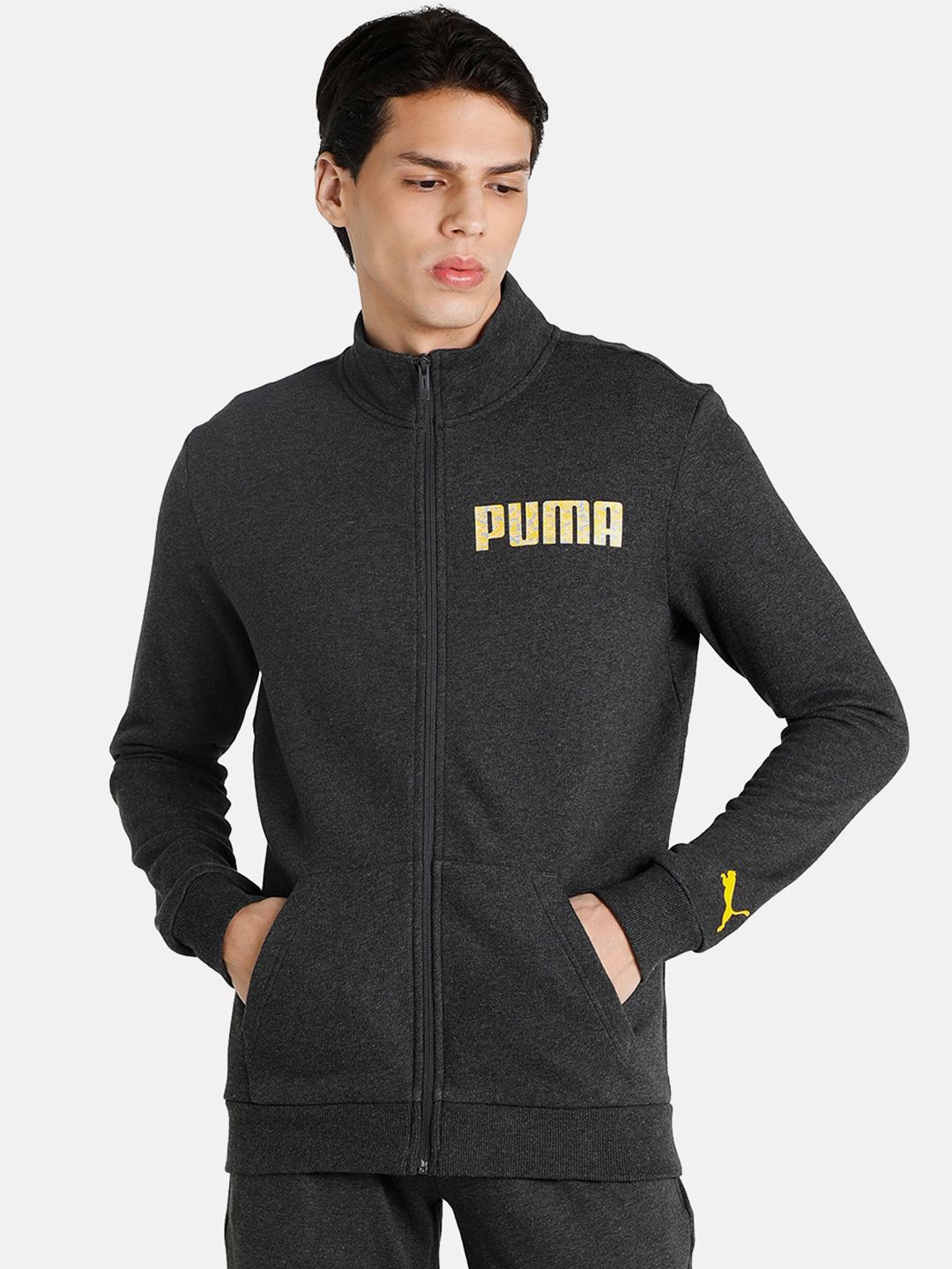  Puma Men Slim Fit Solid Brand Logo Sweatshirt