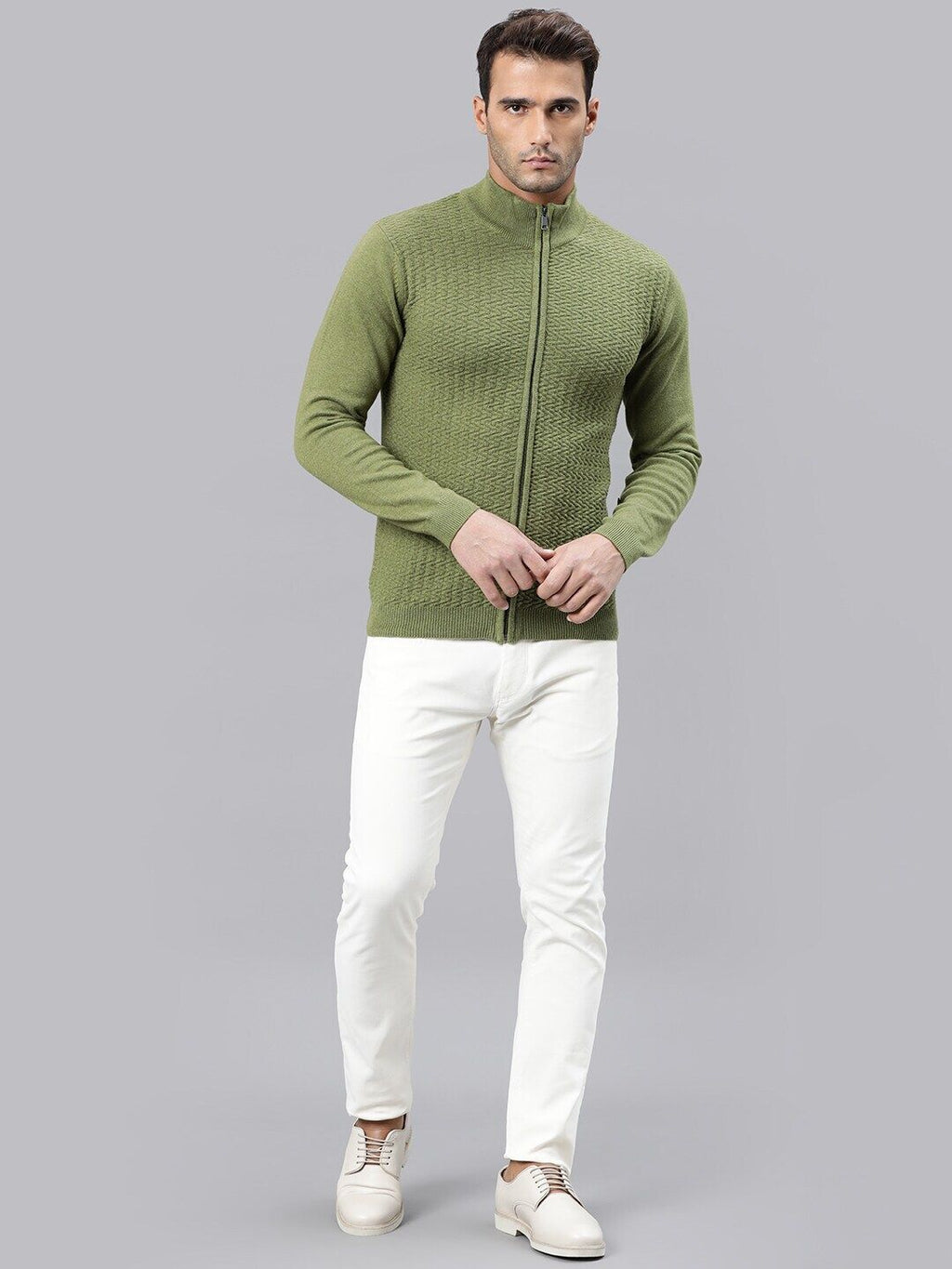 RARE RABBIT Men Green Textured Sweatshirt