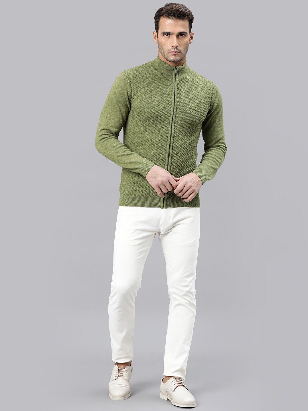  RARE RABBIT Men Green Textured Sweatshirt