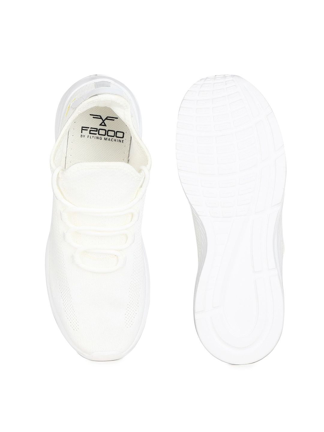  Flying Machine Men White Textile Walking Shoes