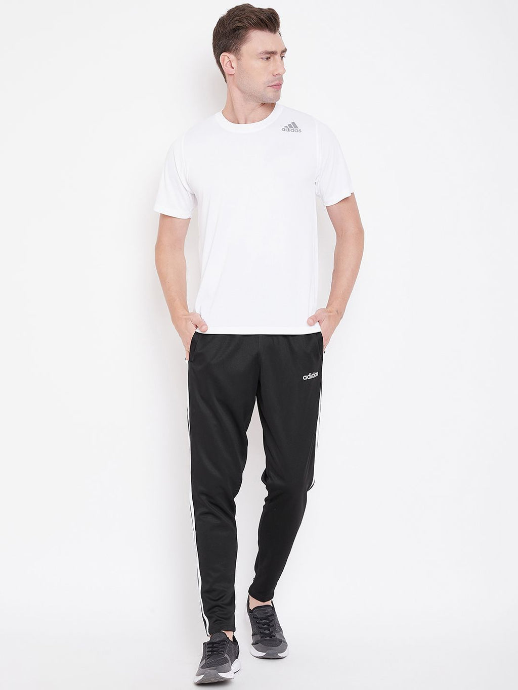  ADIDAS Men Black Essentials Classics Solid Sustainable Track Pants