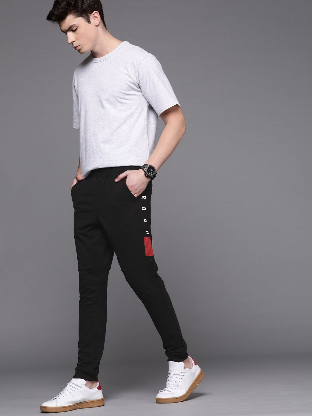  WROGN Men Black Solid Slim Fit Joggers