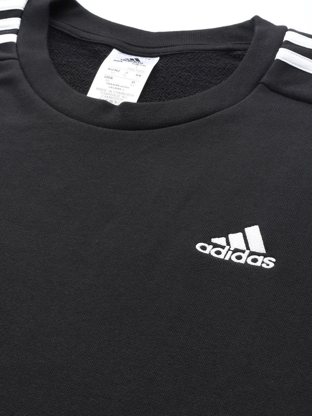  ADIDAS Men Essentials French Terry Pure Cotton 3-Striped Sweatshirt