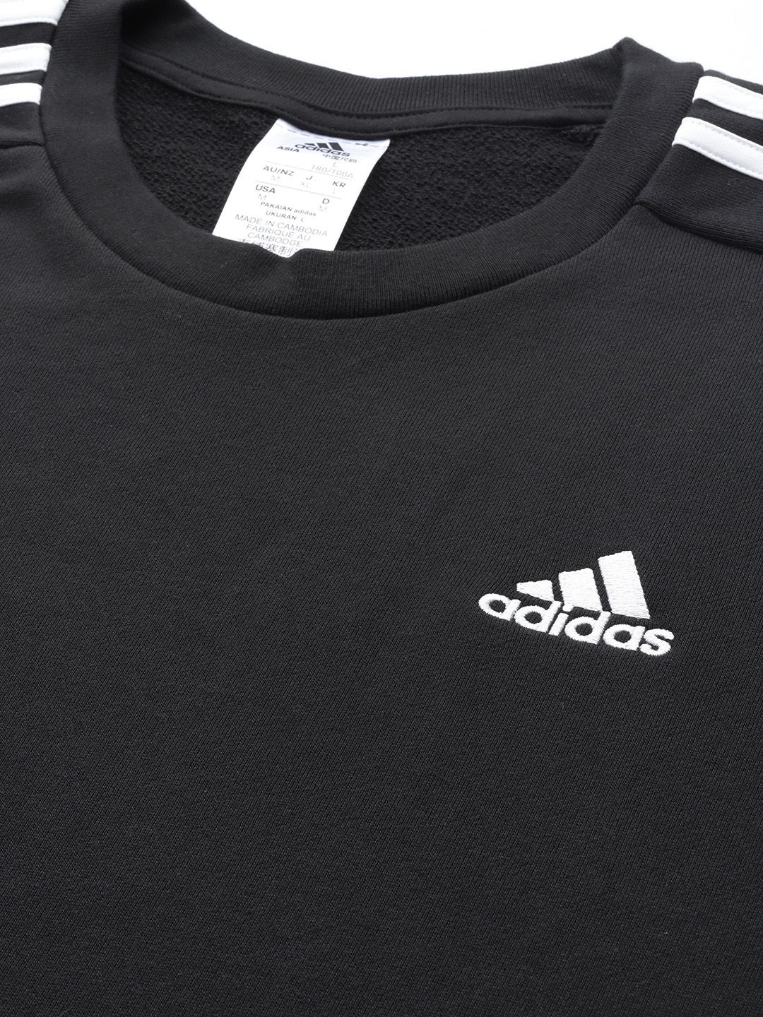  ADIDAS Men Essentials French Terry Pure Cotton 3-Striped Sweatshirt