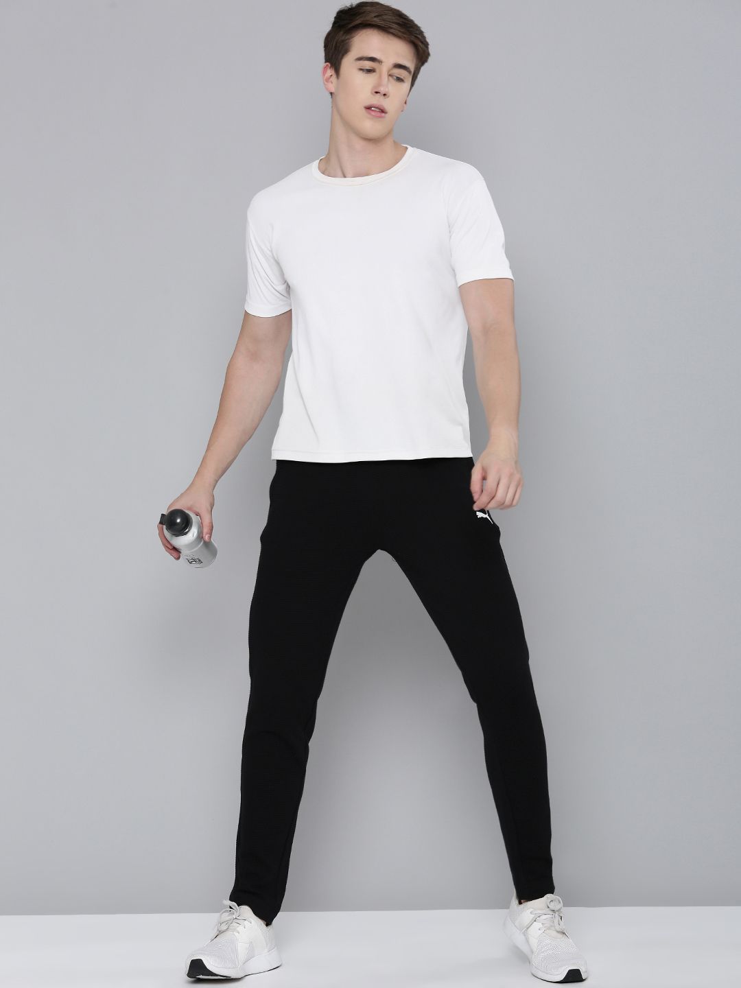  Puma Men Ottoman Mid-Rise DryCELL Self-Design Slim-Fit Track Pants
