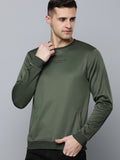  Flying Machine Men Green Solid Sweatshirt With Minimal Print Detail