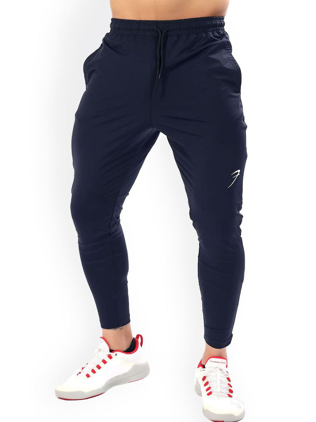  FUAARK Men Navy Blue Solid Anti-Odour Drawstring Track Pants