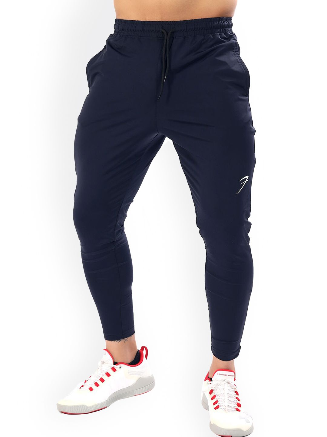  FUAARK Men Navy Blue Solid Anti-Odour Drawstring Track Pants