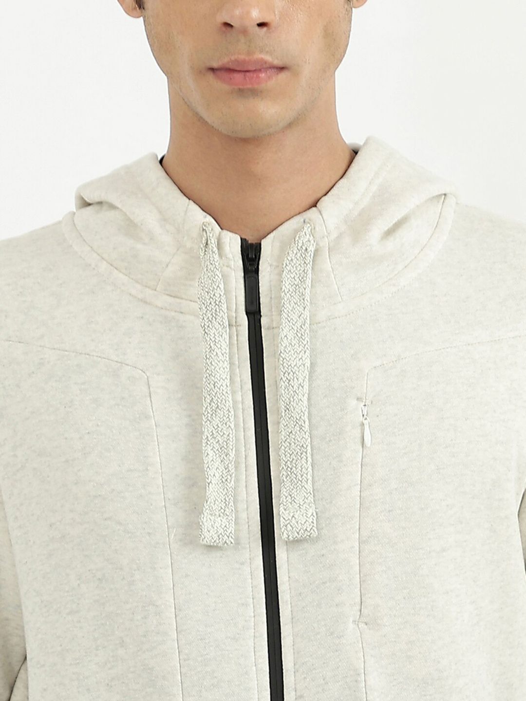  United Colors Of Benetton Men Grey Hooded Cotton Sweatshirt