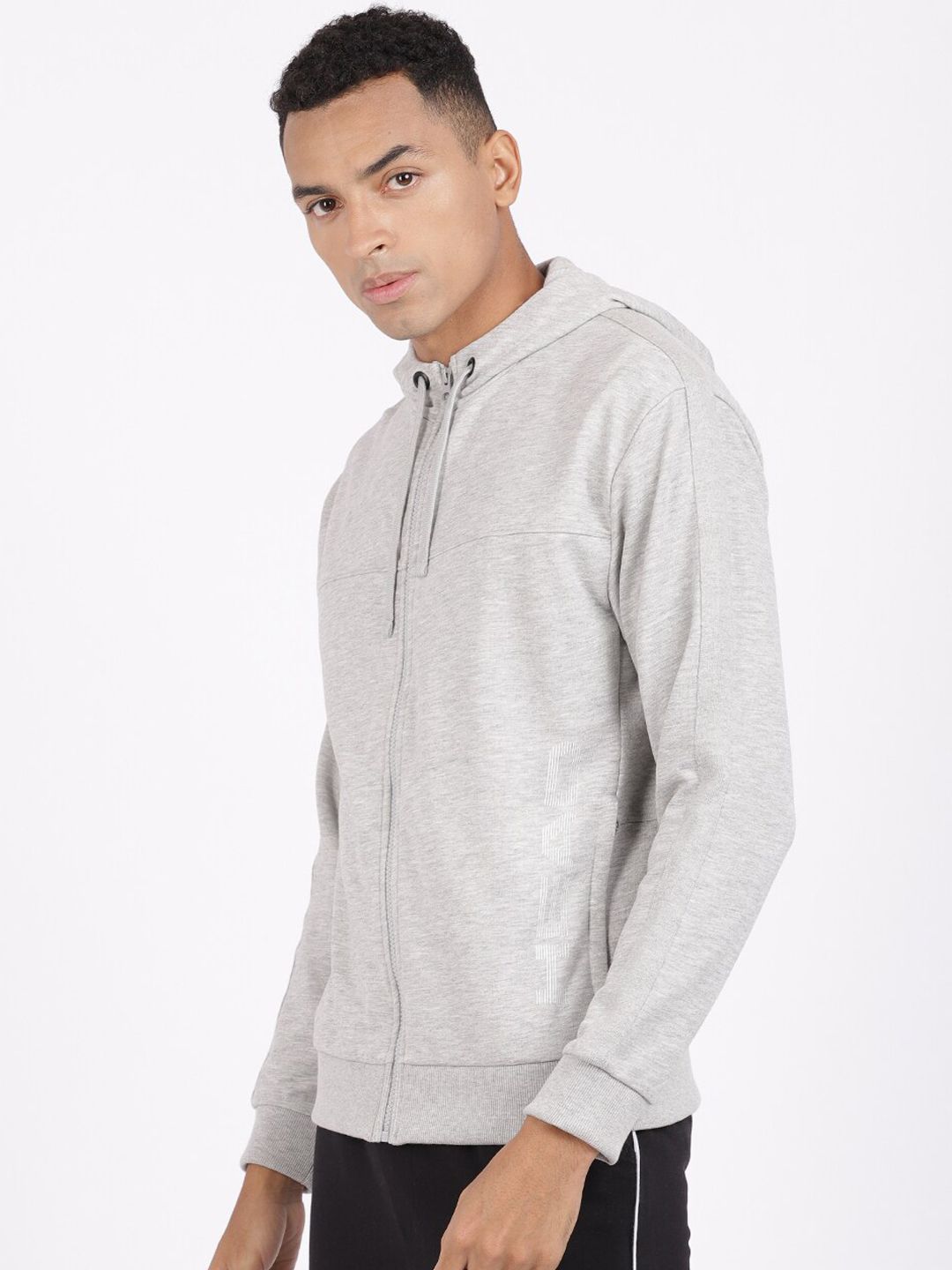  Head Men Grey Solid Hooded Sweatshirt