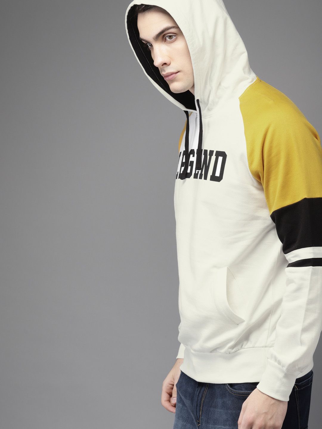  HERE&NOW Men White Printed Hooded Sweatshirt