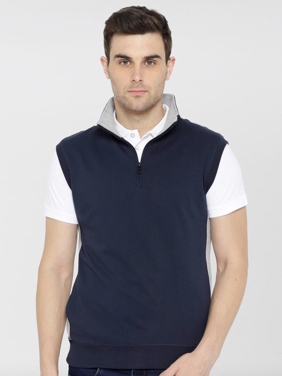  Dream Of Glory Inc Men Navy Blue Solid Sleeveless Pullover Sweatshirt